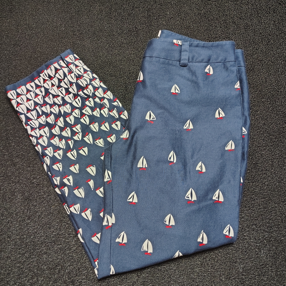 Vineyard Vines Navy Blue Capri Pants Women's Size 2 Sailboat Print Nautical